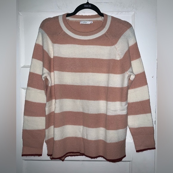 Lush‎ NWOT pink and cream striped crew neck sweater size small - Picture 1 of 10
